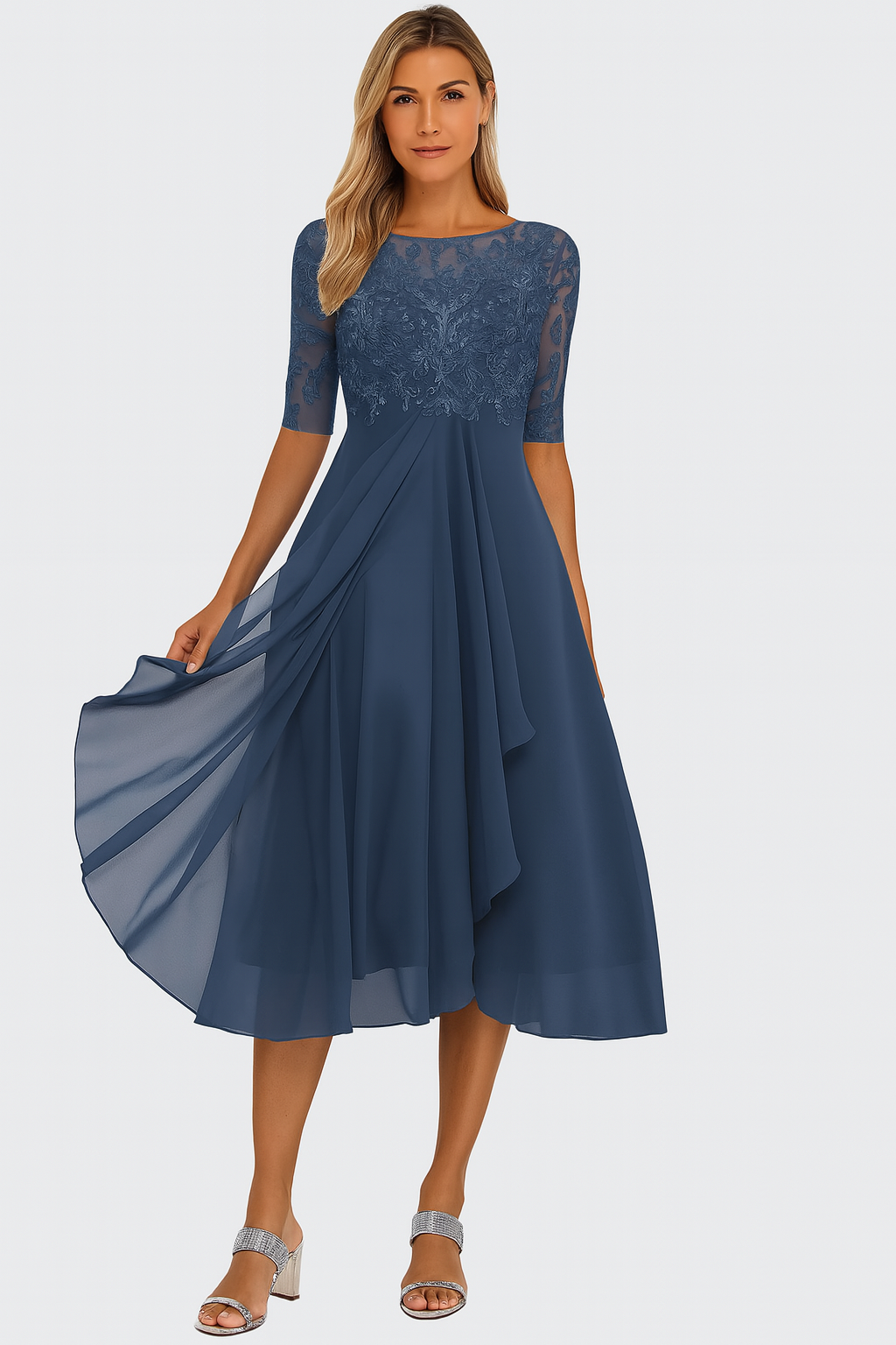 Elegant lace chiffon dress for women | Marielle 3