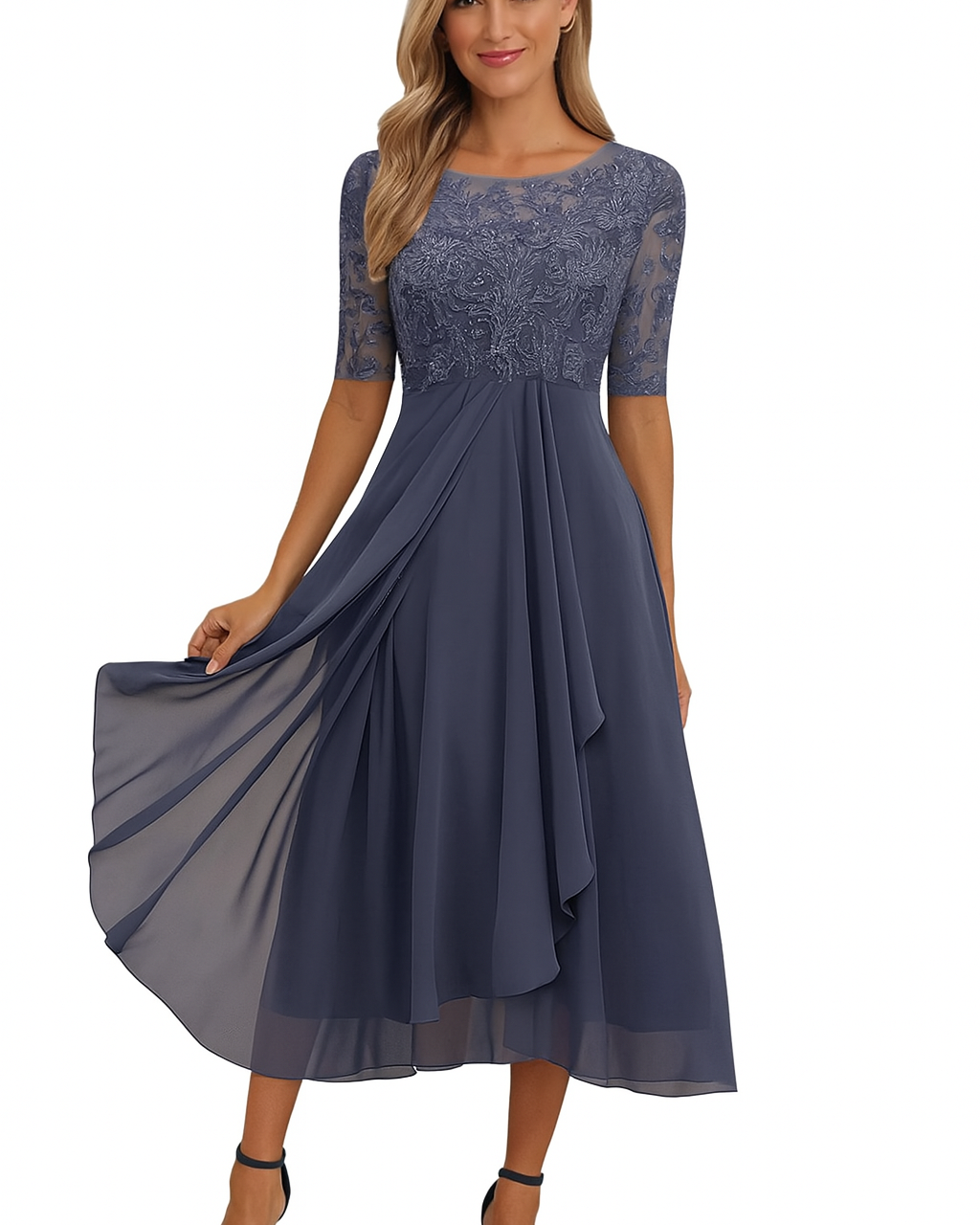 Elegant lace chiffon dress for women | Marielle 4