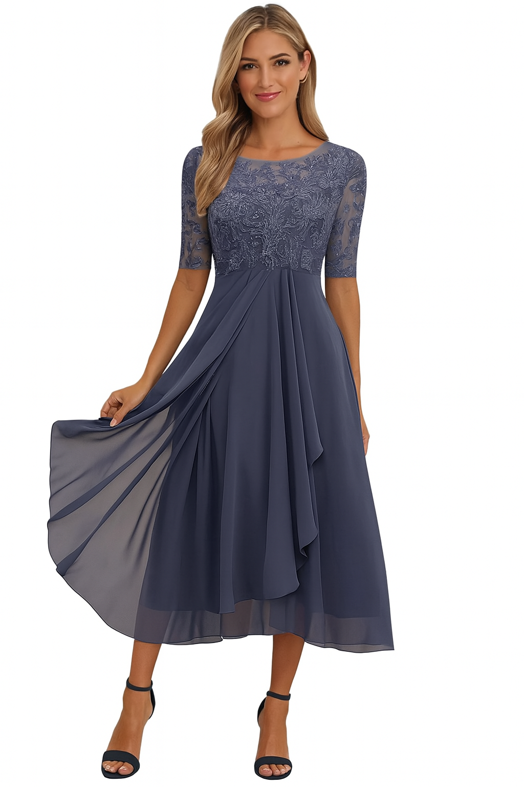 Elegant lace chiffon dress for women | Marielle 4