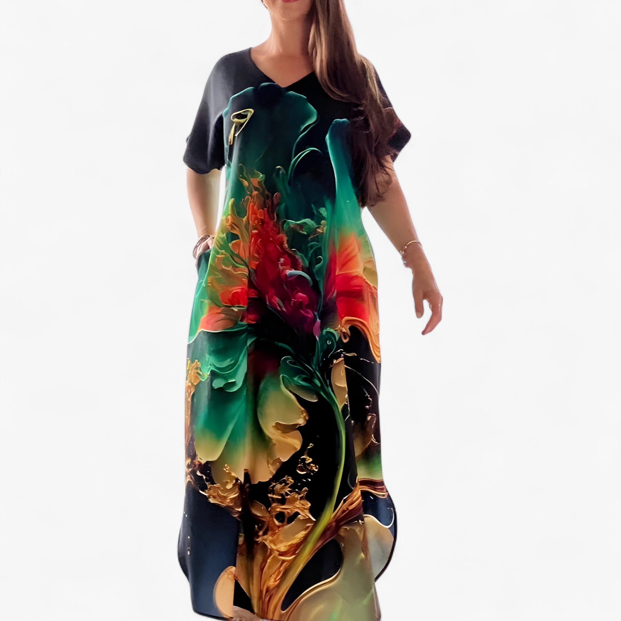 Felicia | Women's Soft V-Neck Casual Dress – Comfortable and Stylish