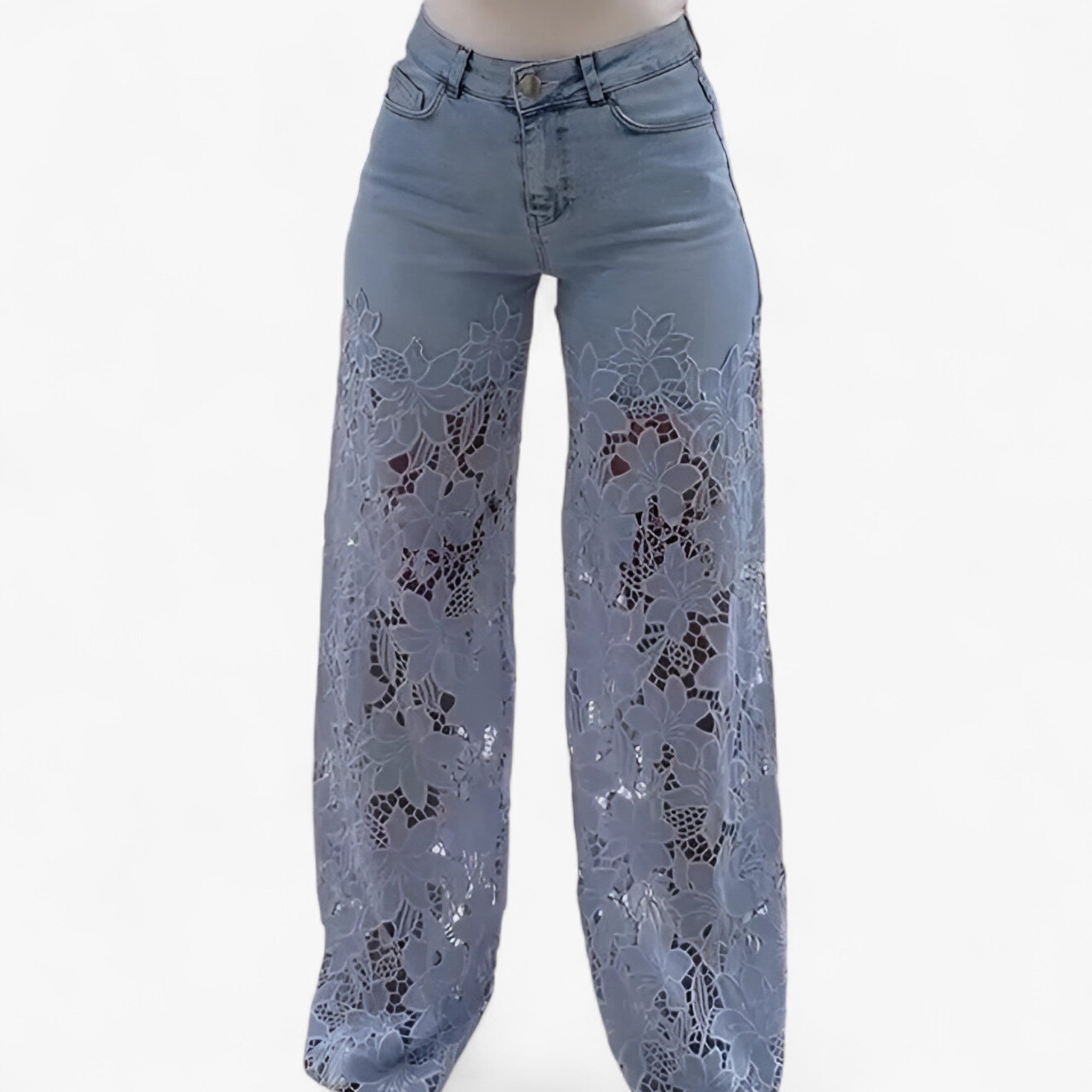 Laura | Women's Denim Jeans with Blonde Patches