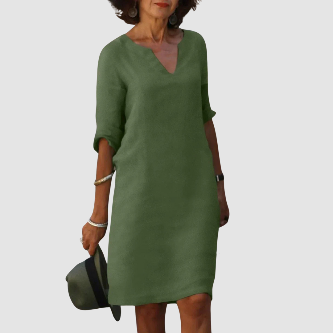 Timeless V-Neck Dress with Elegant Silhouette
