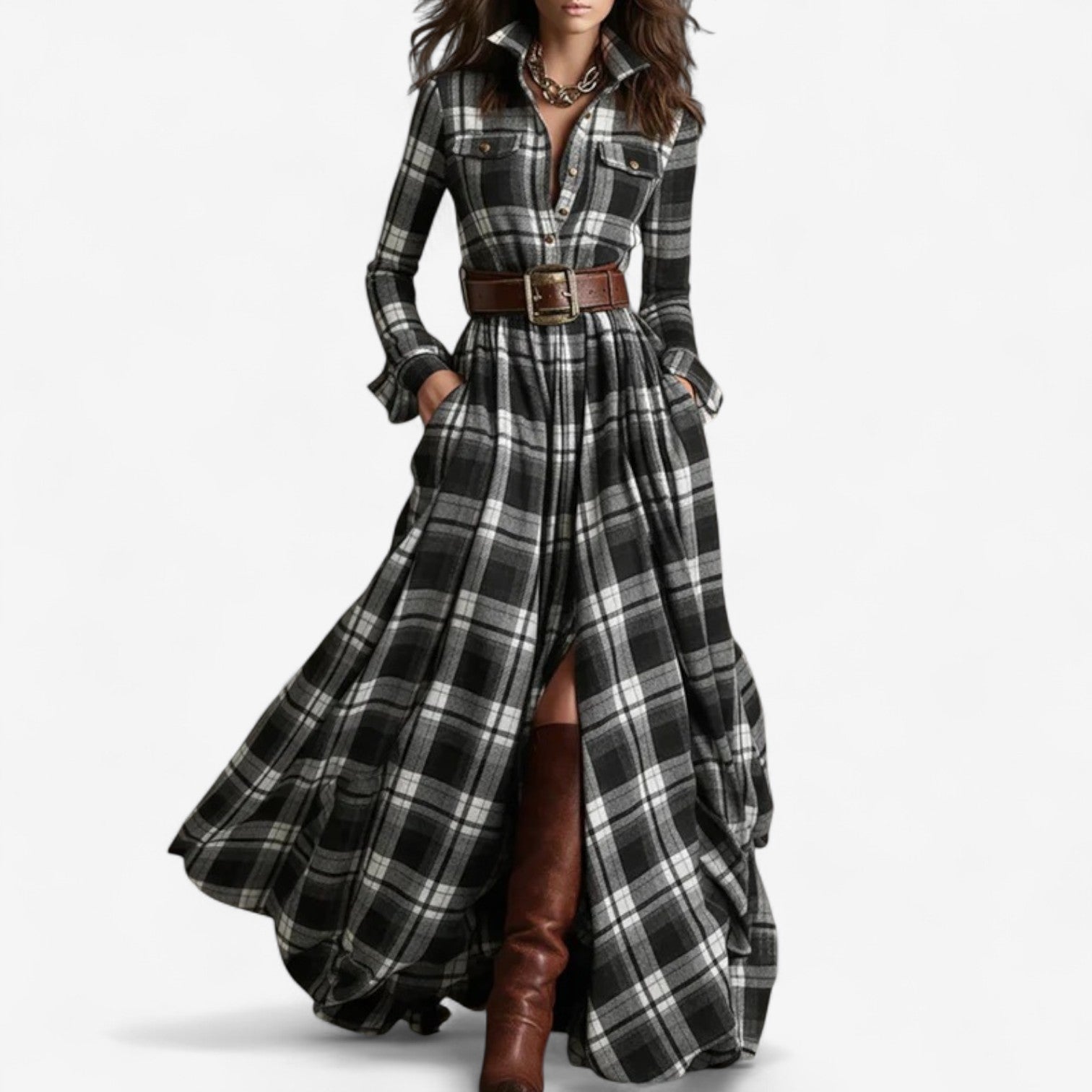 Maxi Dress in a Classic Check Pattern