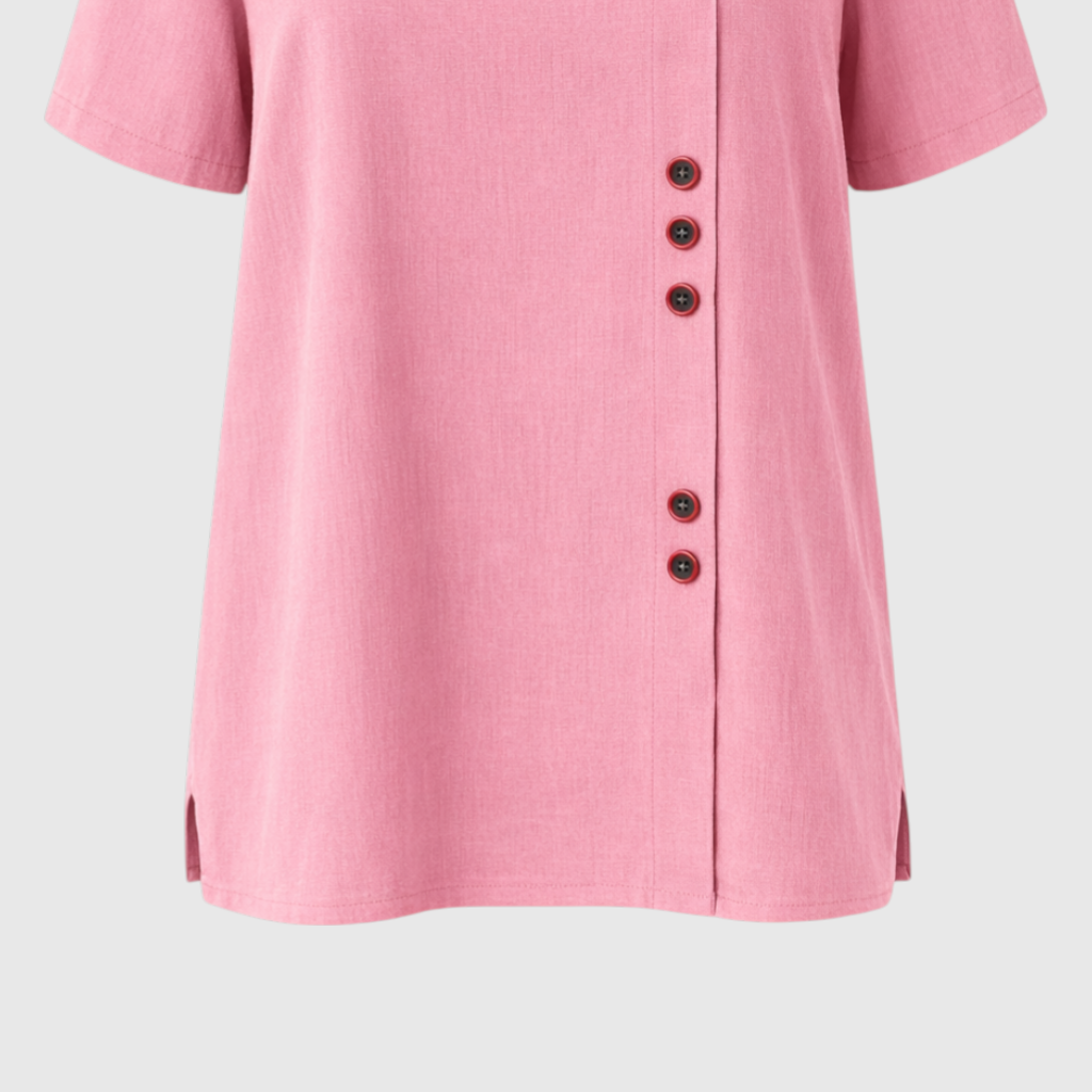 Elegant Women's Linen Blouse with Button-Front Closure
