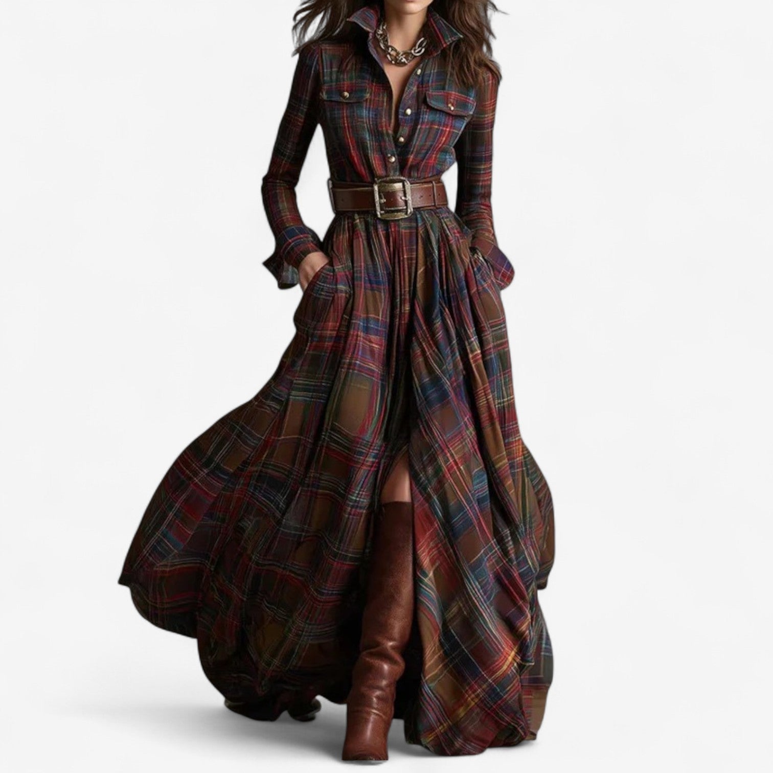 Maxi Dress in a Classic Check Pattern