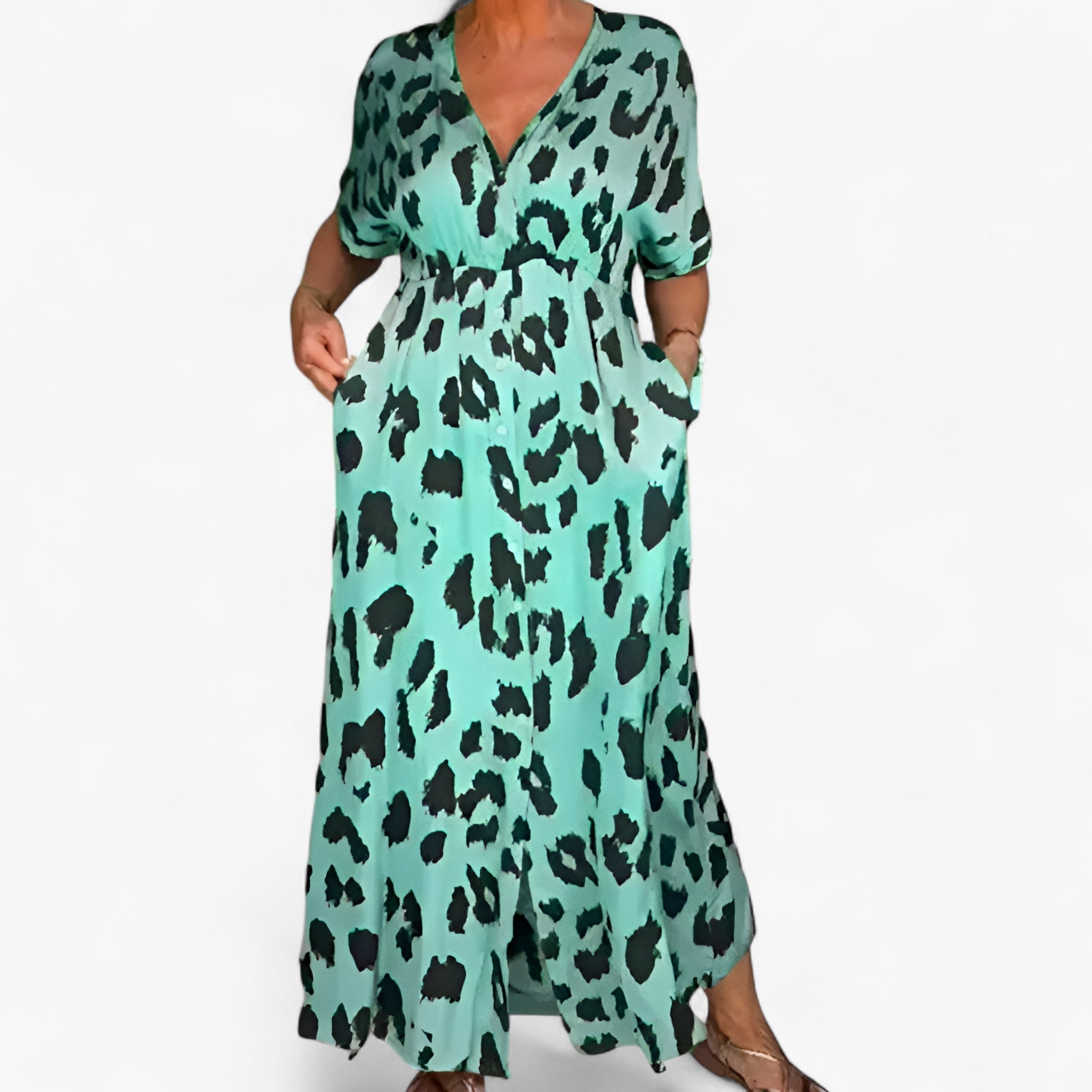 Carmen | Women's Leopard Print Maxi Dress – Elegant, flattering and comfortable