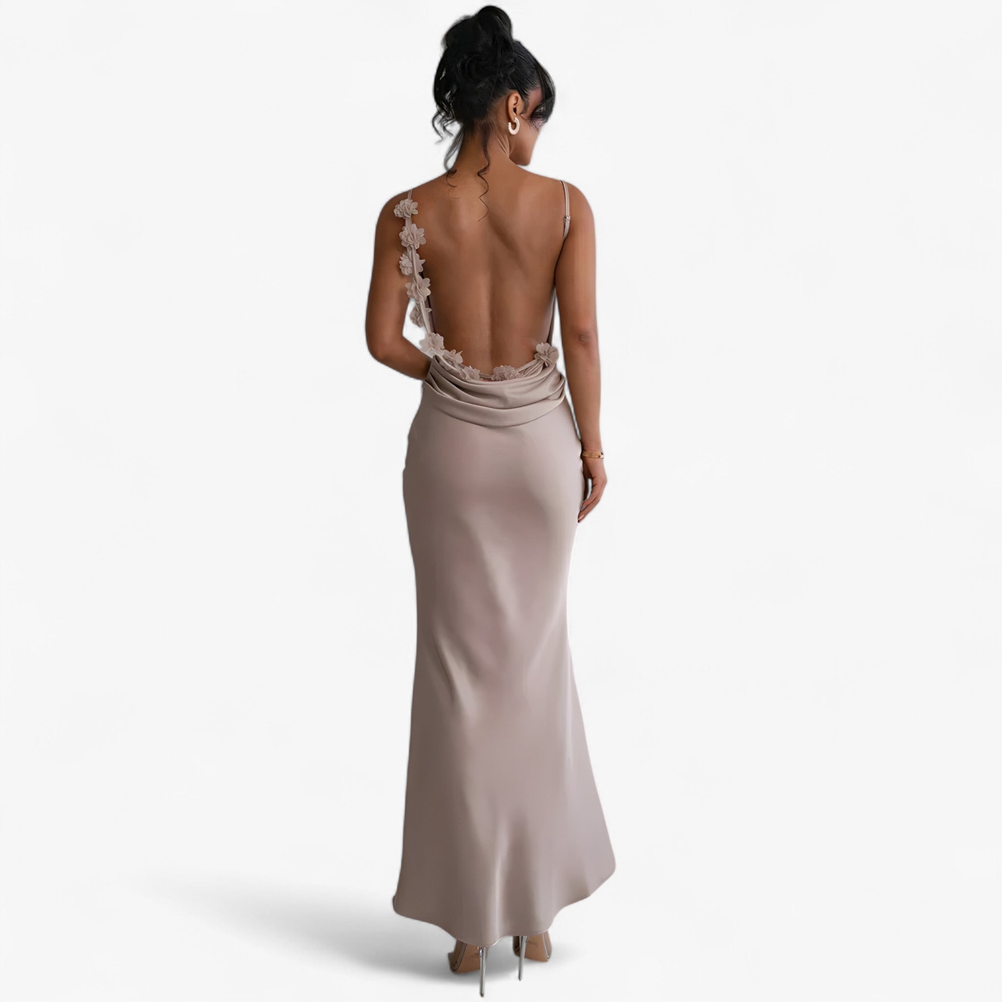 Rianne | Maxi dress with floral print – backless design