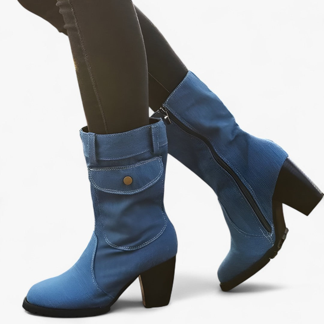 Sierra | Denim cowboy boots with a high heel