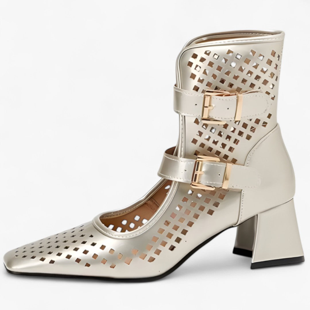 Mira | Summer Boots with a Wide Heel and Mesh Details