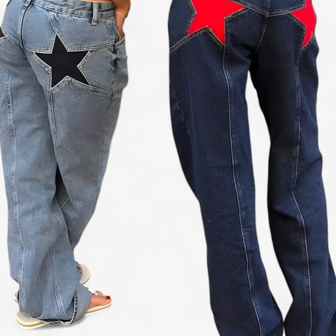 Low-rise jeans with star print