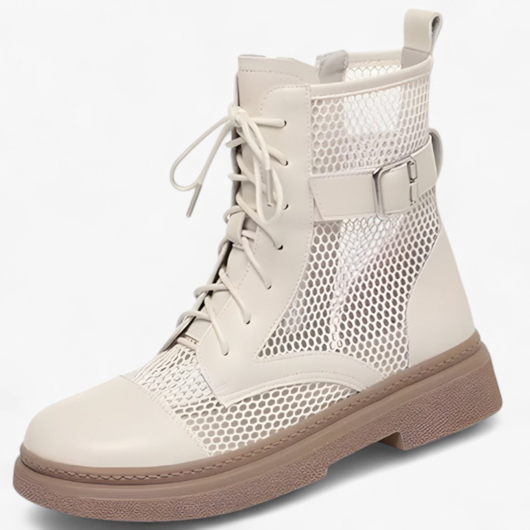 Talia | Mesh boots with laces and a thin platform for summer