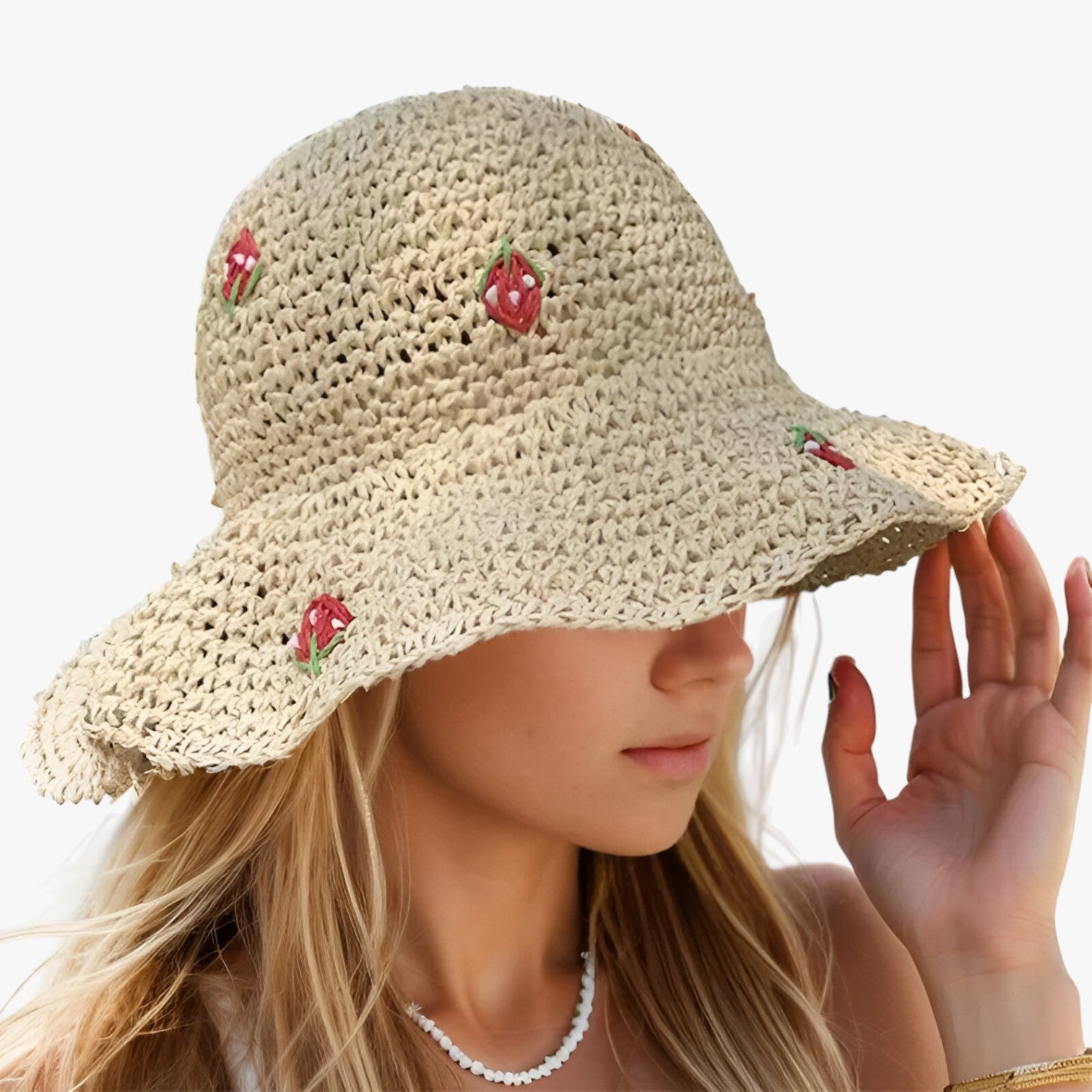 Kira | Strawberry Sun Hat – Foldable, handmade and fashion-conscious protection
