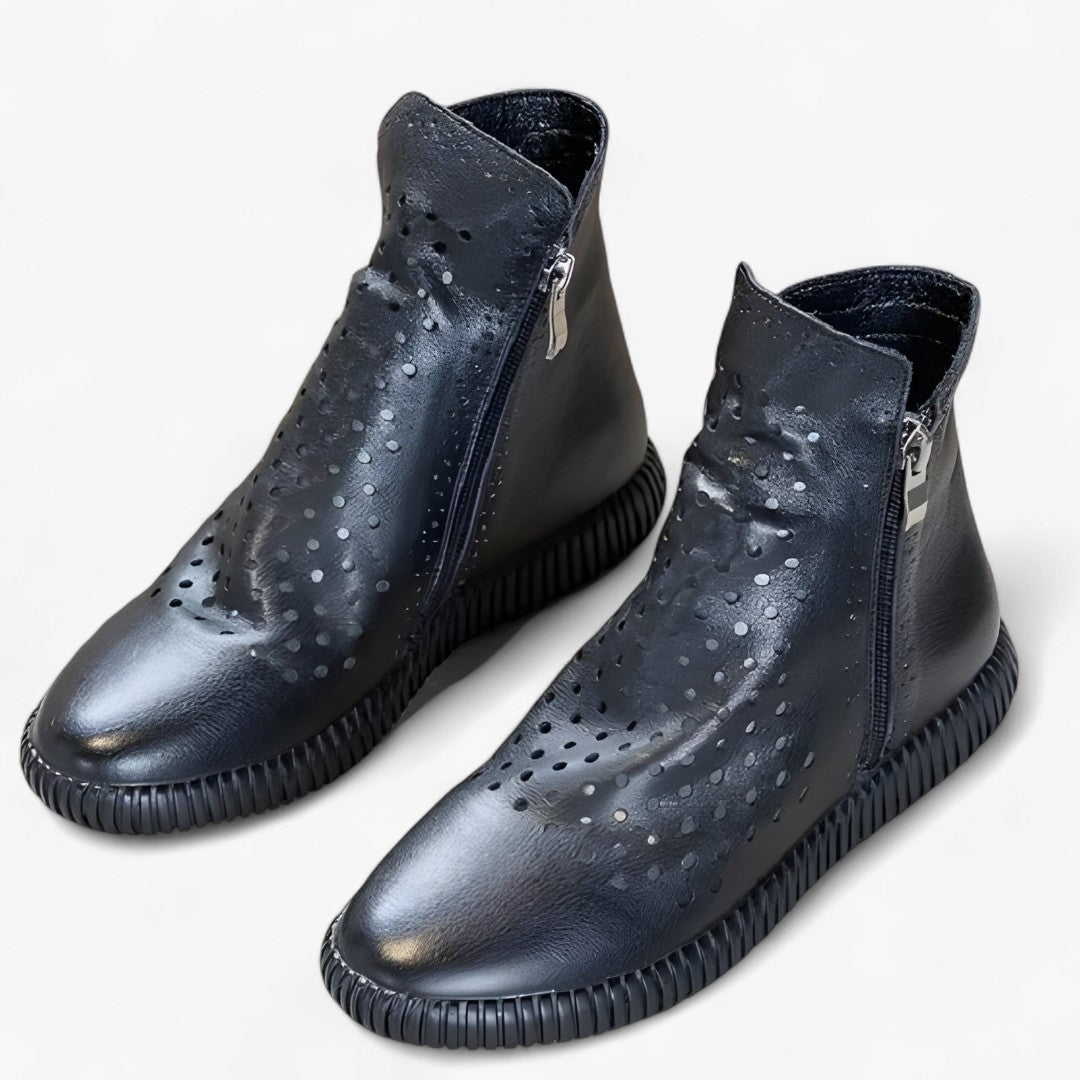 Dalia | Gladiator boots in genuine leather with wedge heel in boho style