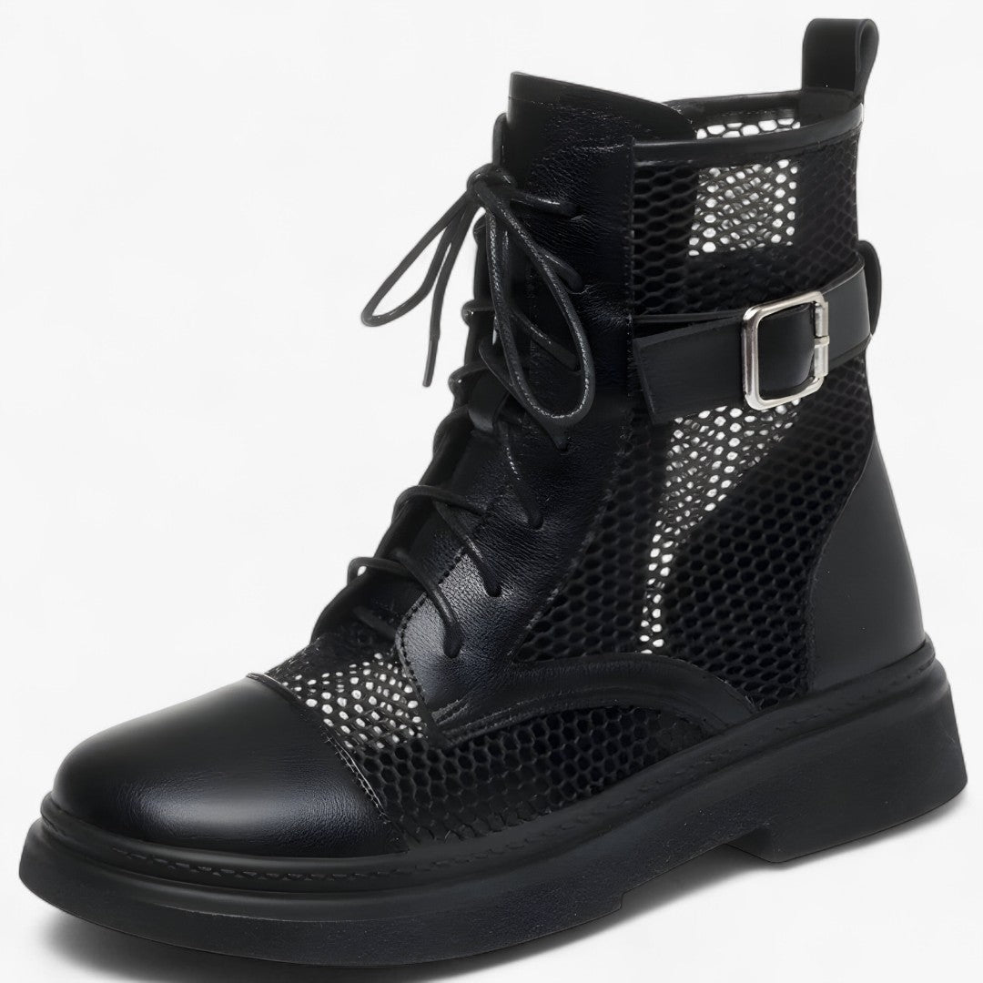 Talia | Mesh boots with laces and a thin platform for summer