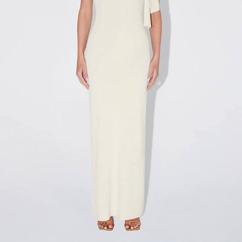 Knot-Front Maxi Dress - Flowy, Elegant Tie-Front Style