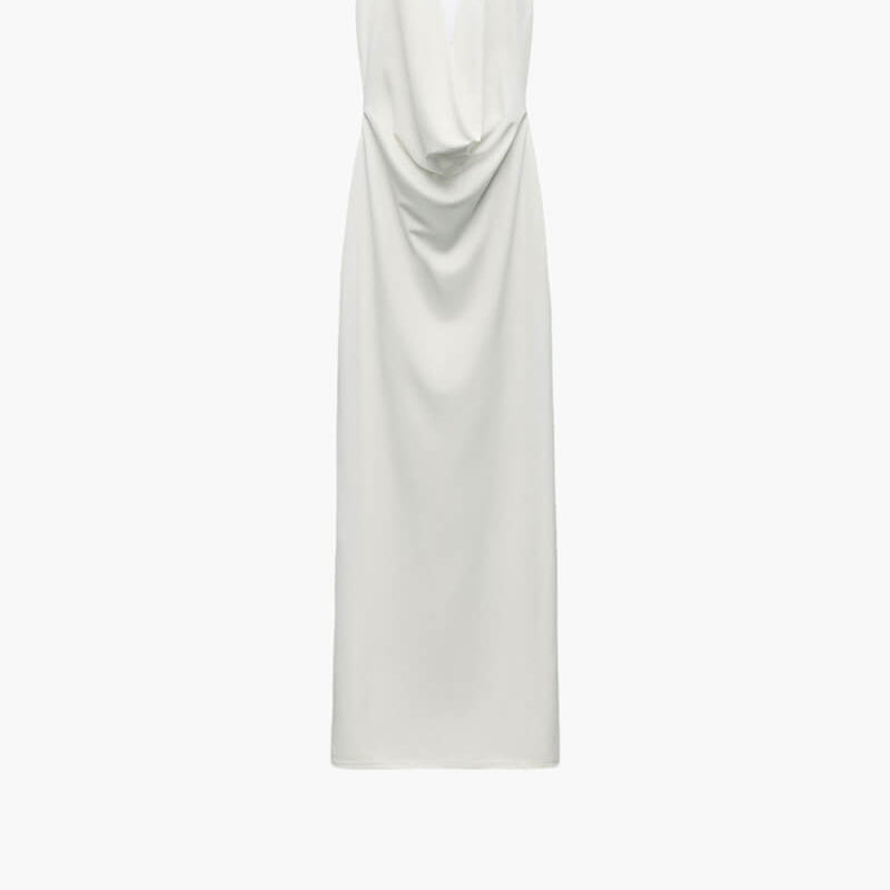Deep V-Neck Dress - Elegant, Figure-Flattering Evening Style