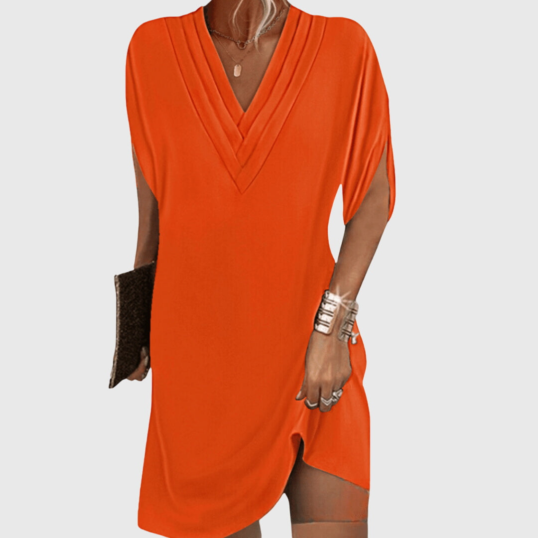 V-Neck Dress – Flattering Silhouette & Waist-Defining Fit