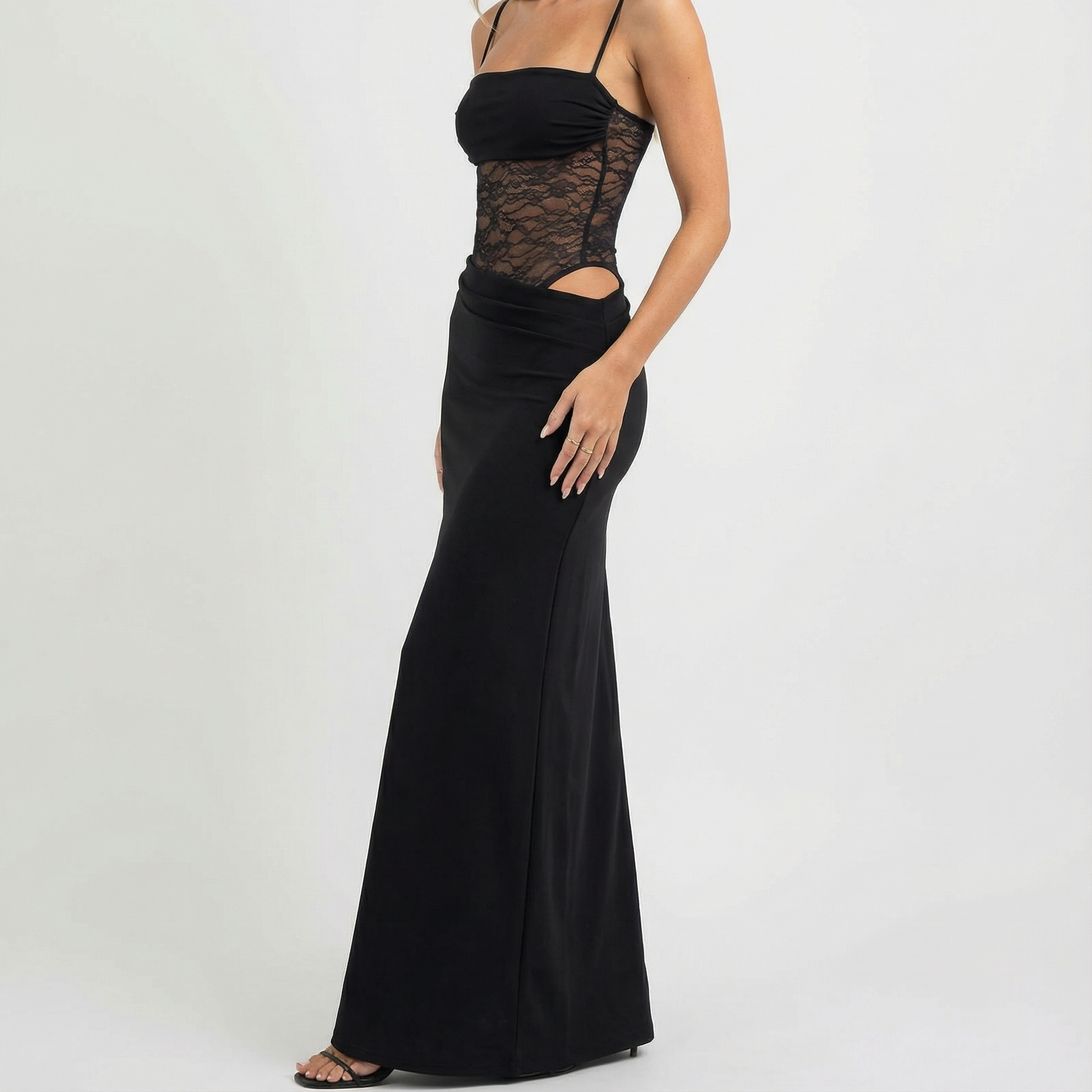 Lace Panel Maxi Dress