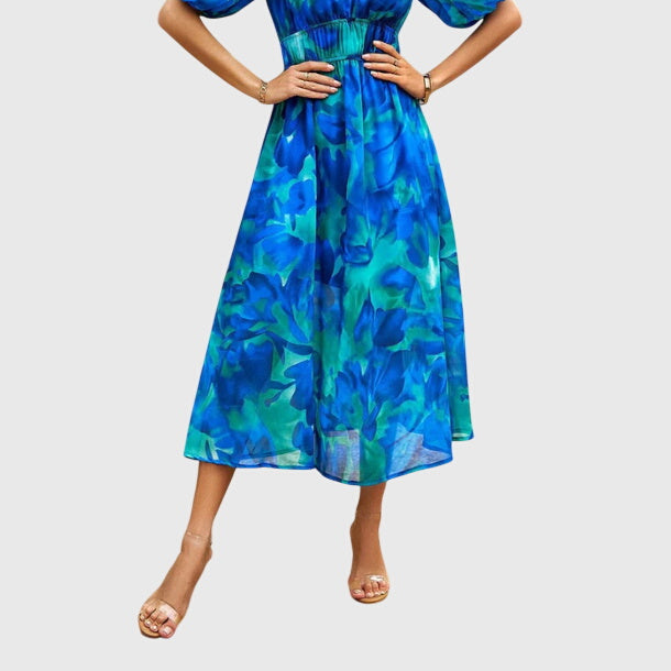 Floral Midi Dress – Breathable Fabric & Flattering Silhouette