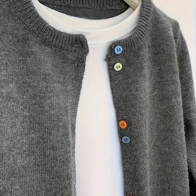 Relaxed-Fit Solid-Color Long-Sleeve Cardigan