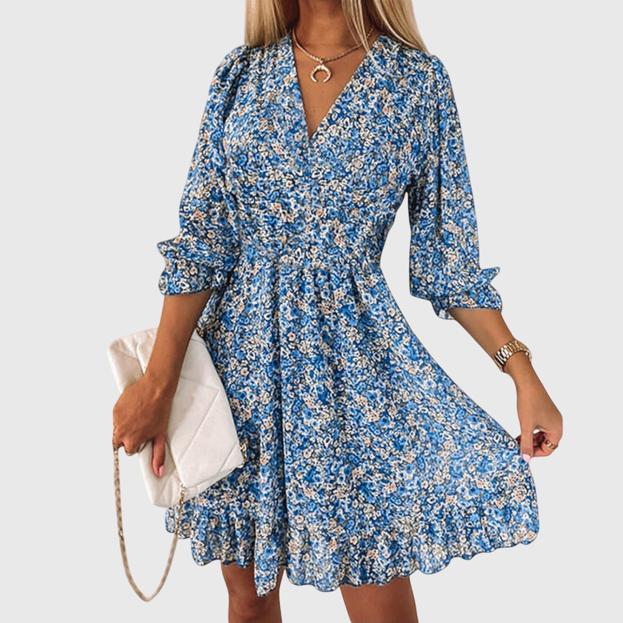 Floral Puff Sleeve Dress – Breathable Fabric & Lightweight Feel
