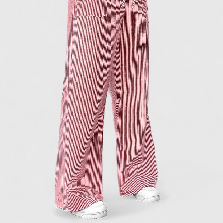 Chic, Wide-Leg Breathable Pants with Elegant Details