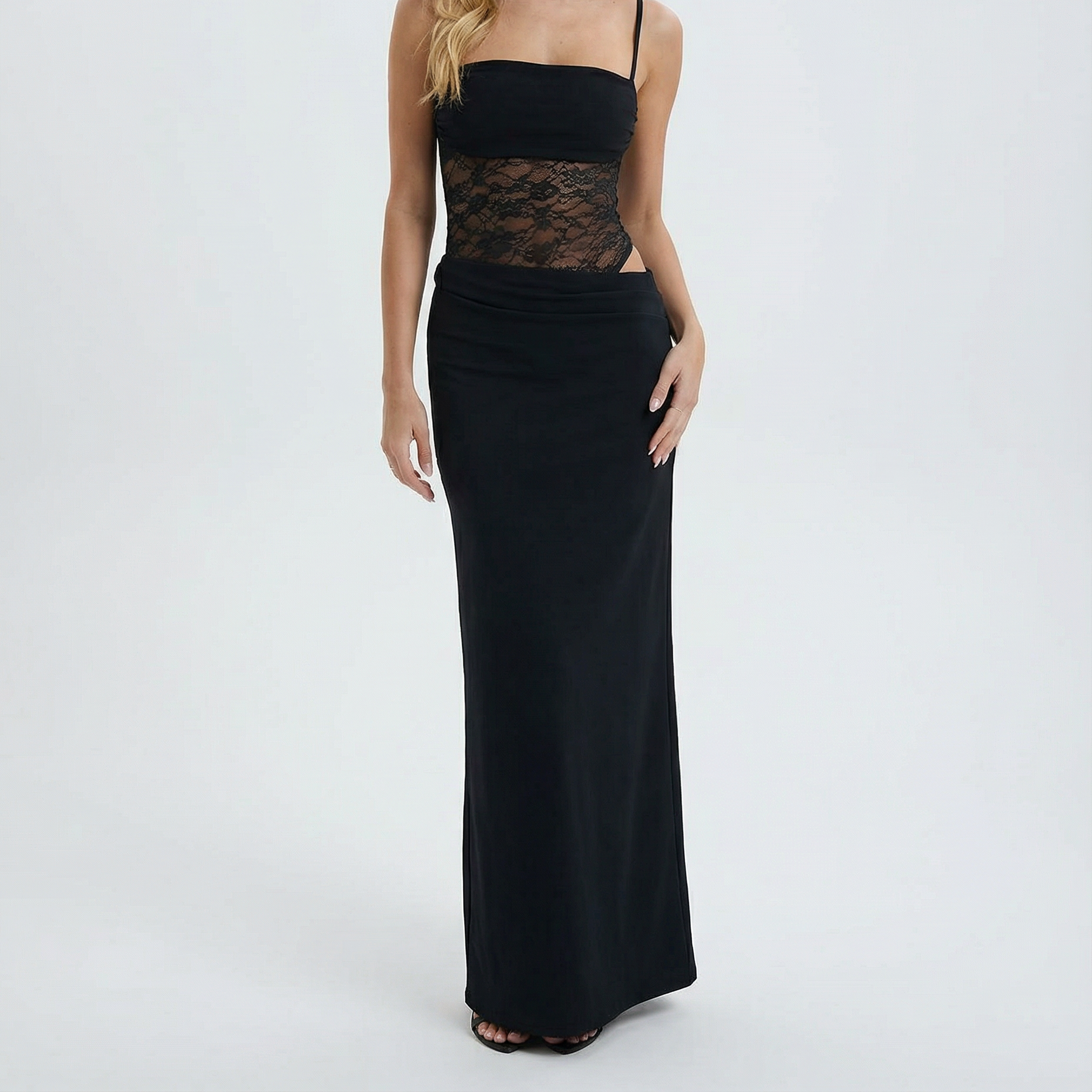 Lace Panel Maxi Dress