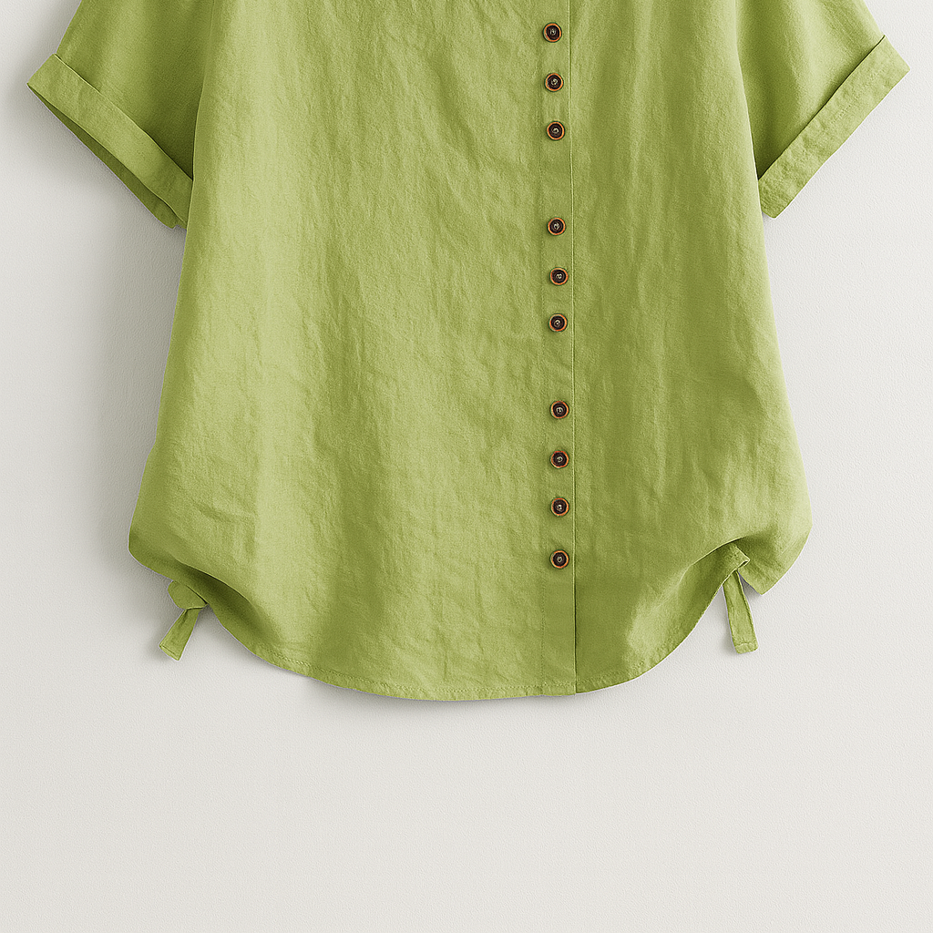 Ladies' Linen Button-Front Blouse - Lightweight, Breathable and Elegant