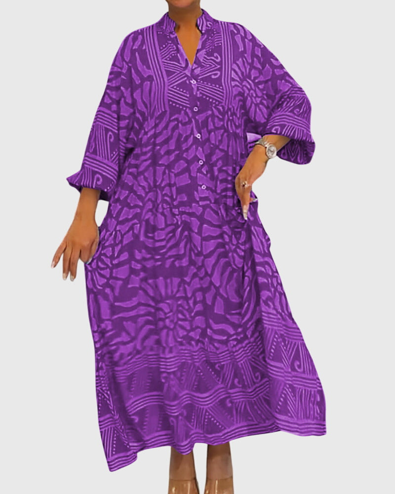 V-Neck Relaxed Fit Maxi Dress – Breathable Fabric & Flattering Silhouette