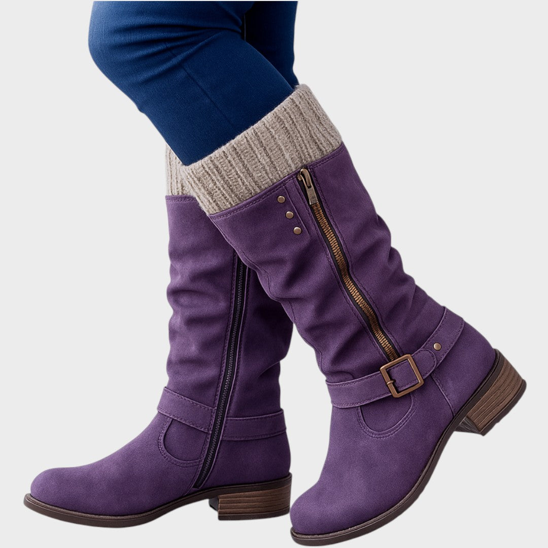 Cozy Knit-Detail Long Winter Boots – Warmth and Style