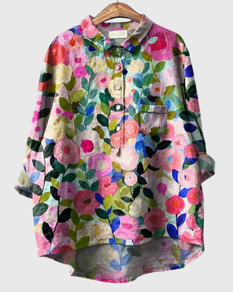 Valeria™ Blooming Floral Blouse - Elegant Garden-Print Top