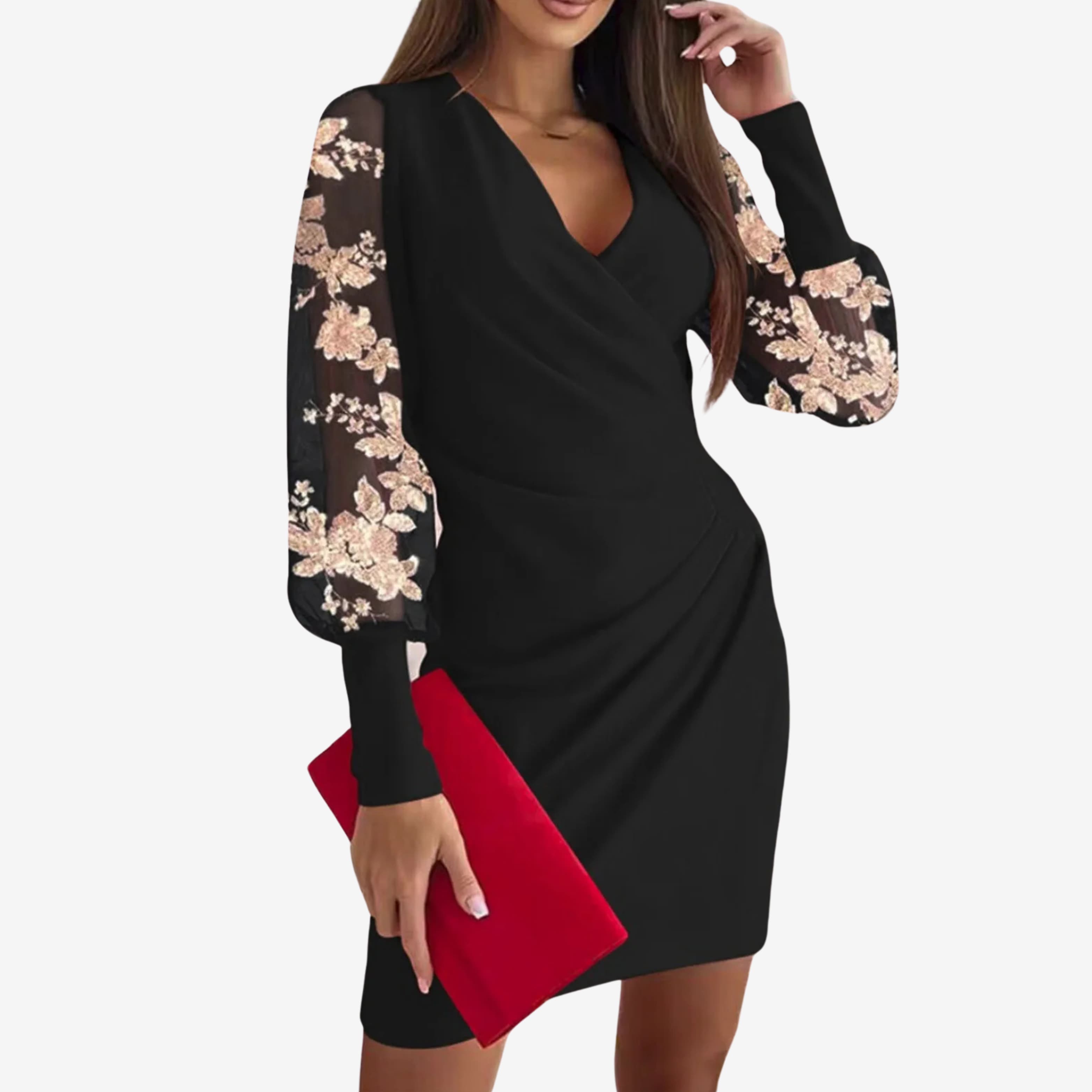 V-Neck Lace Wrap Dress