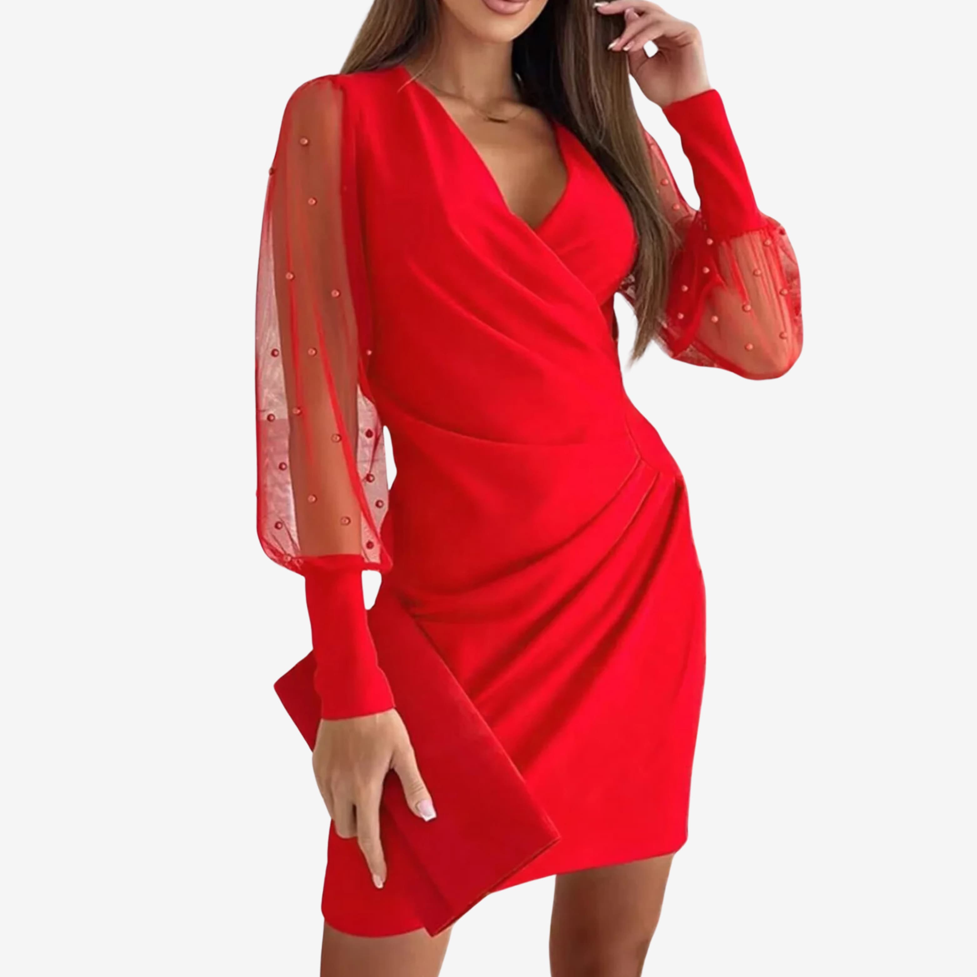 V-Neck Lace Wrap Dress