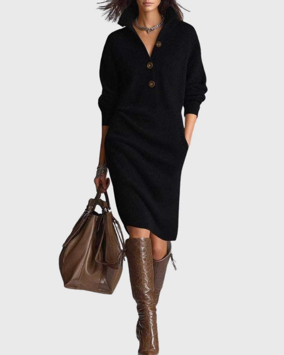 Knit Midi Dress - Cozy, Elegant & Timeless