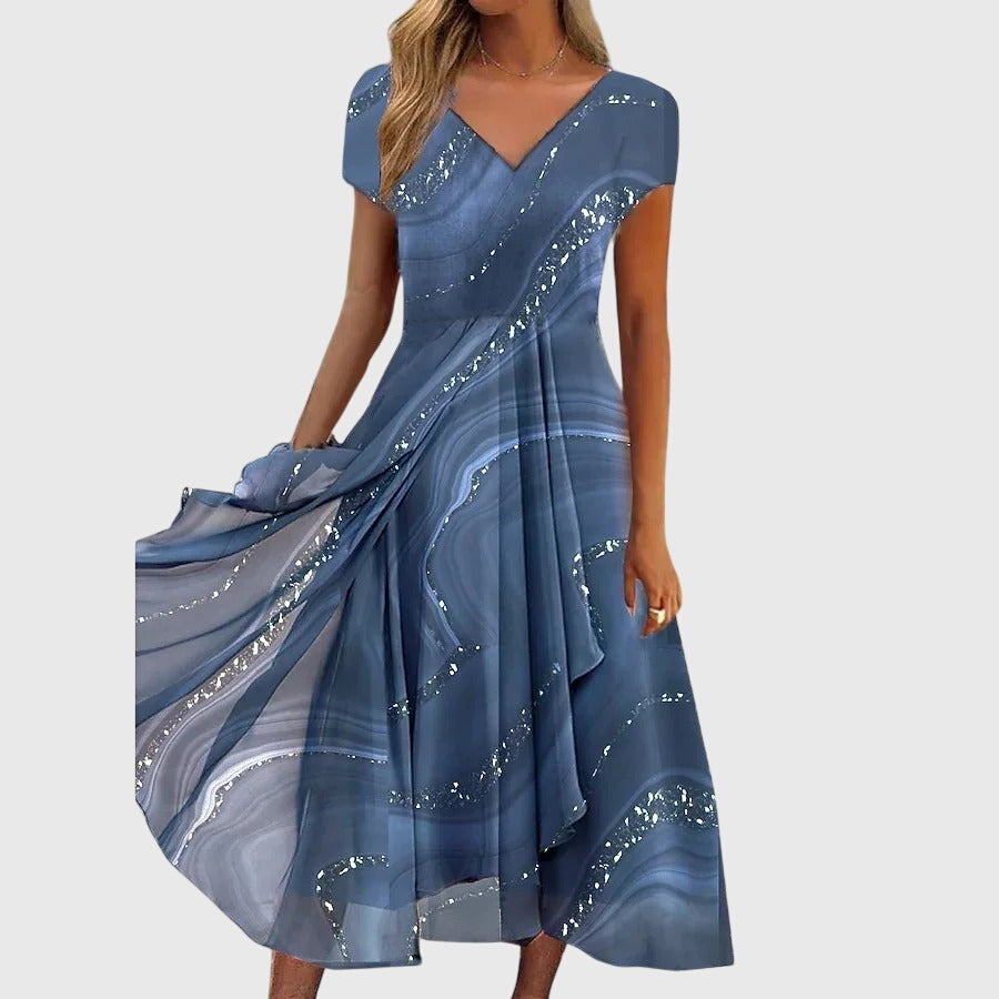 Aubrielle Flowing Midi Dress - Effortless Elegance in a Flowy Silhouette