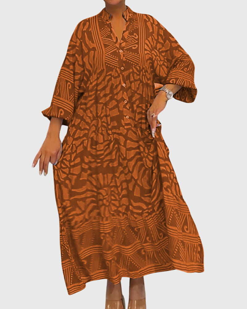 V-Neck Relaxed Fit Maxi Dress – Breathable Fabric & Flattering Silhouette