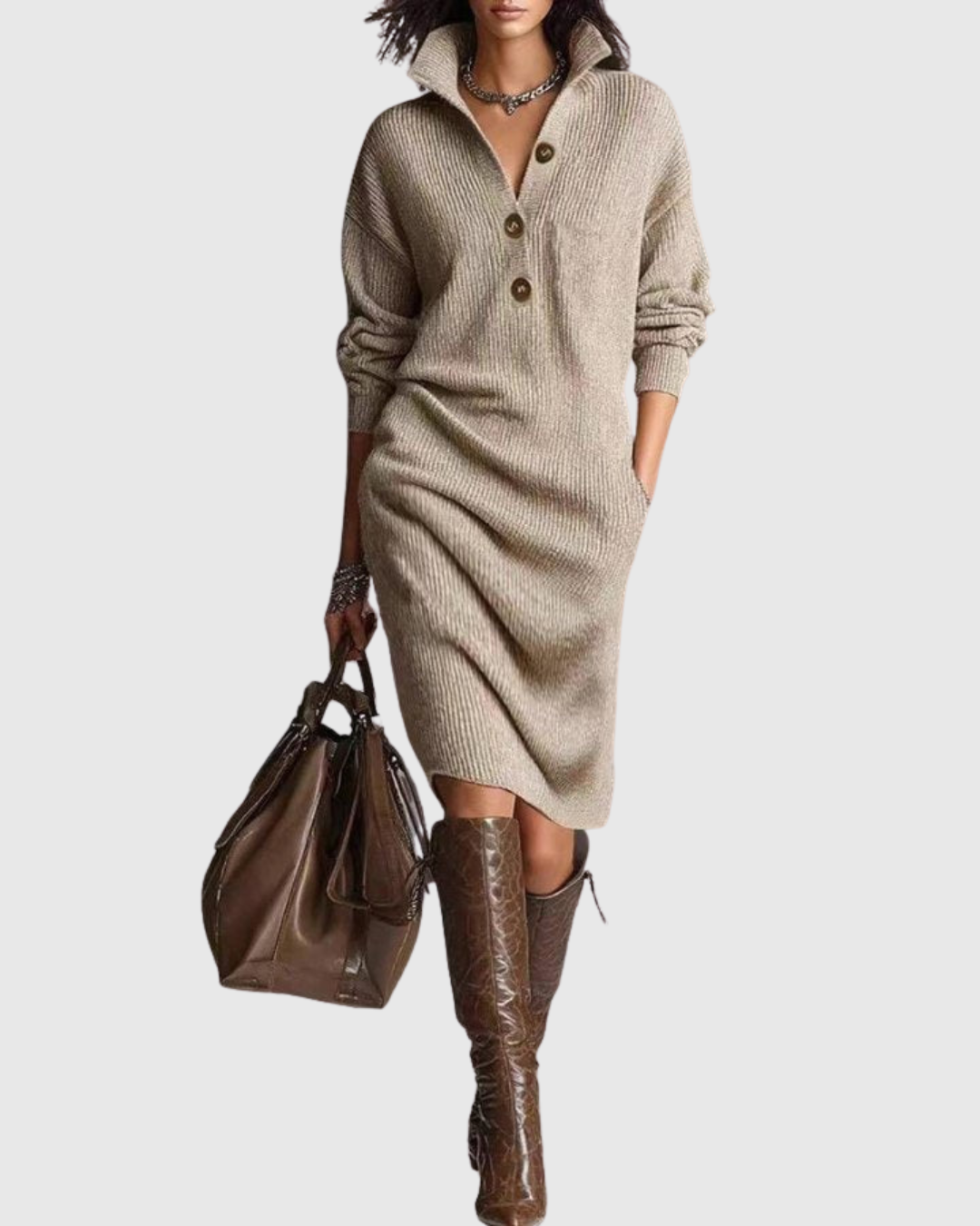 Knit Midi Dress - Cozy, Elegant & Timeless