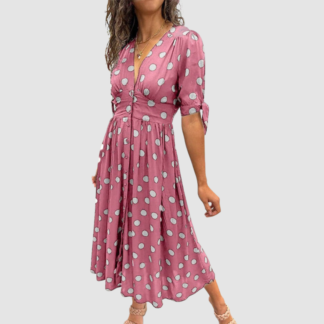 Sophisticated Polka Dot Dress - Timeless Elegance