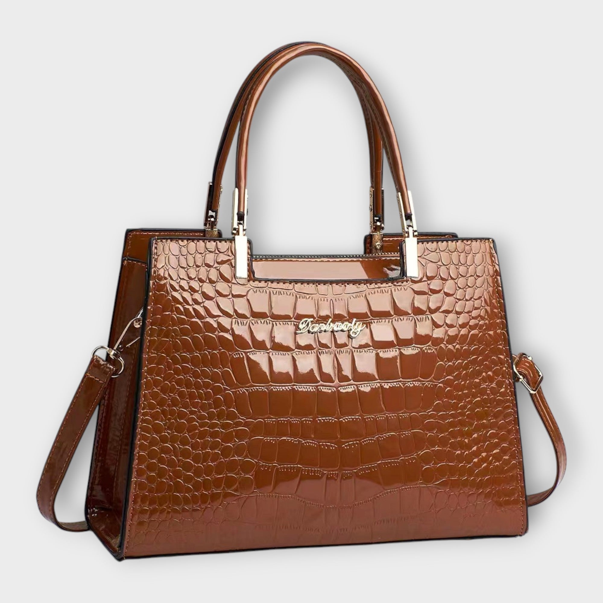 Olivia - Luxe Glossy Crocodile-Pattern Handbag
