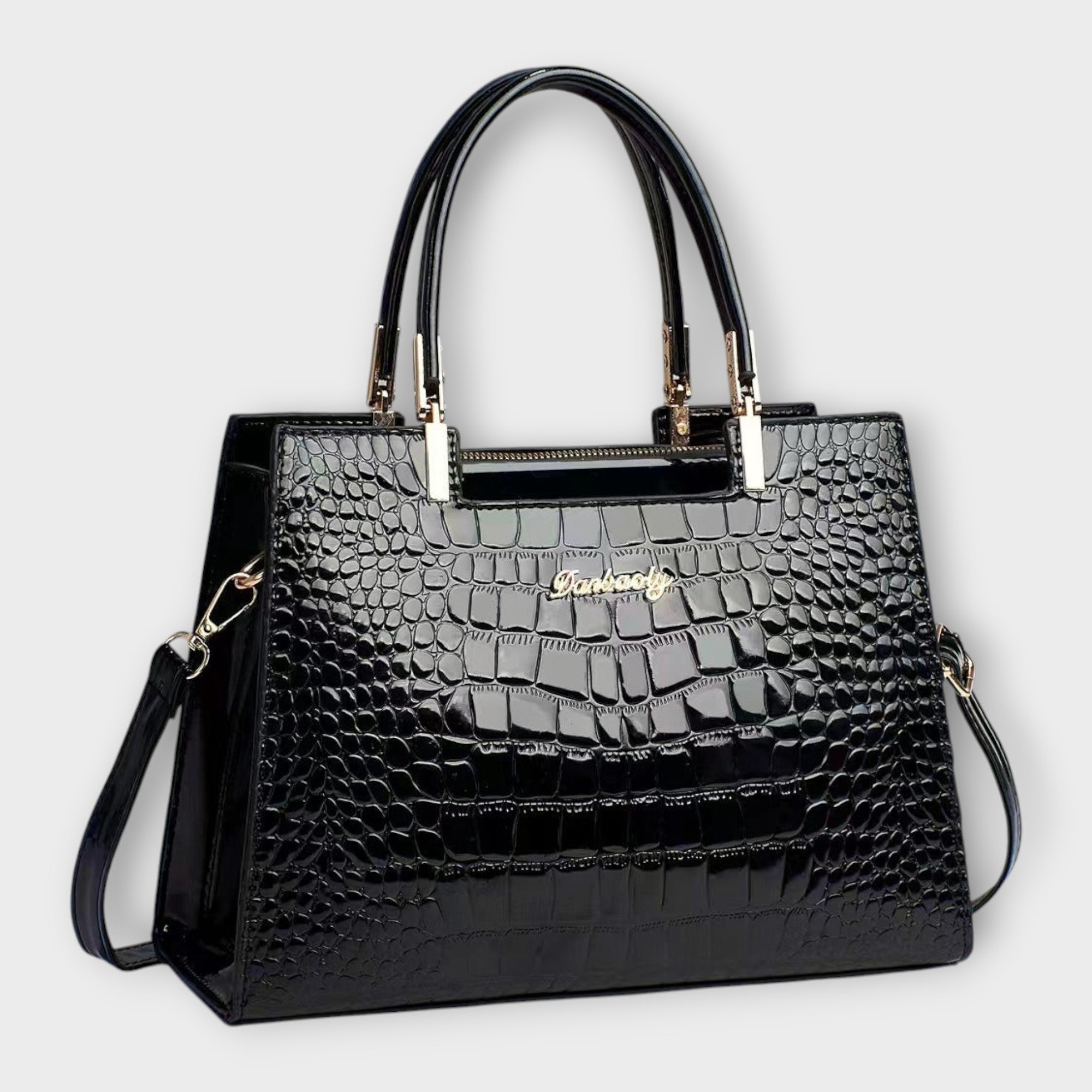 Olivia - Luxe Glossy Crocodile-Pattern Handbag