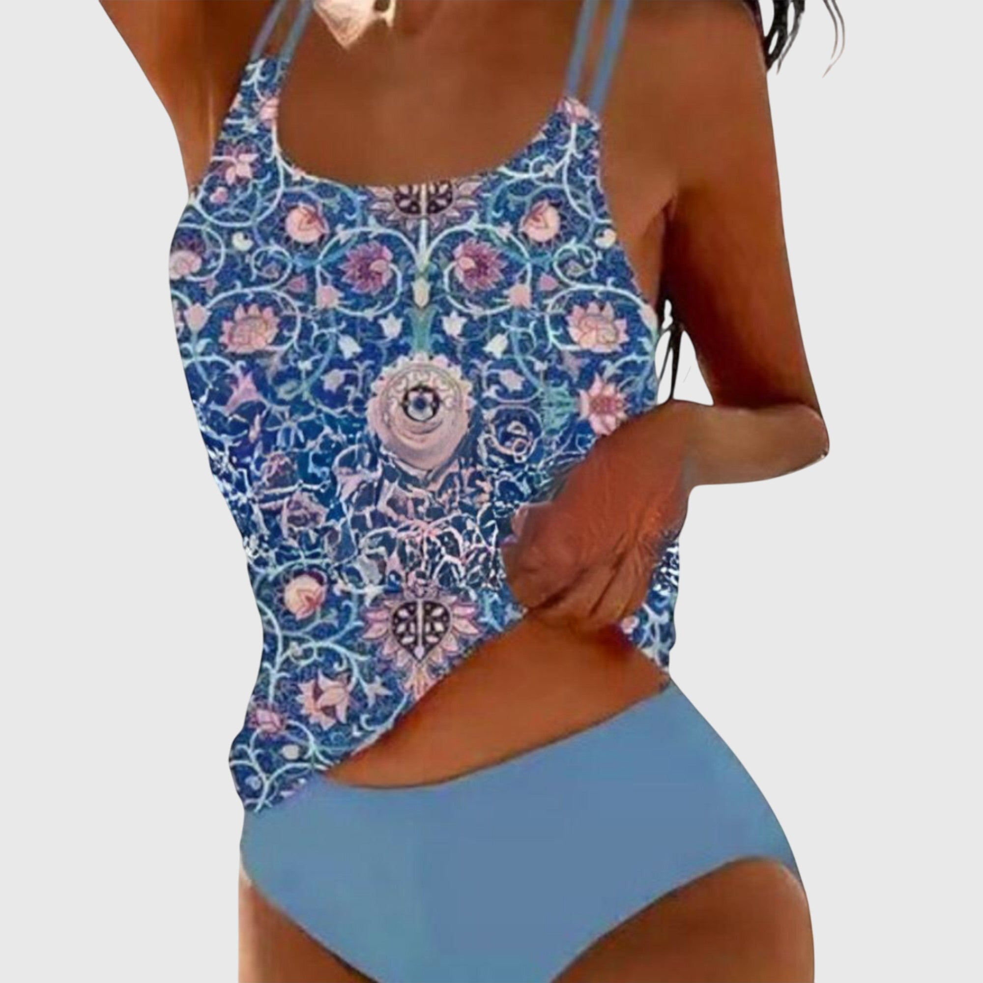 Faith Women's Printed Strappy Tankini Swimsuit – Bold Pattern, Flattering Fit