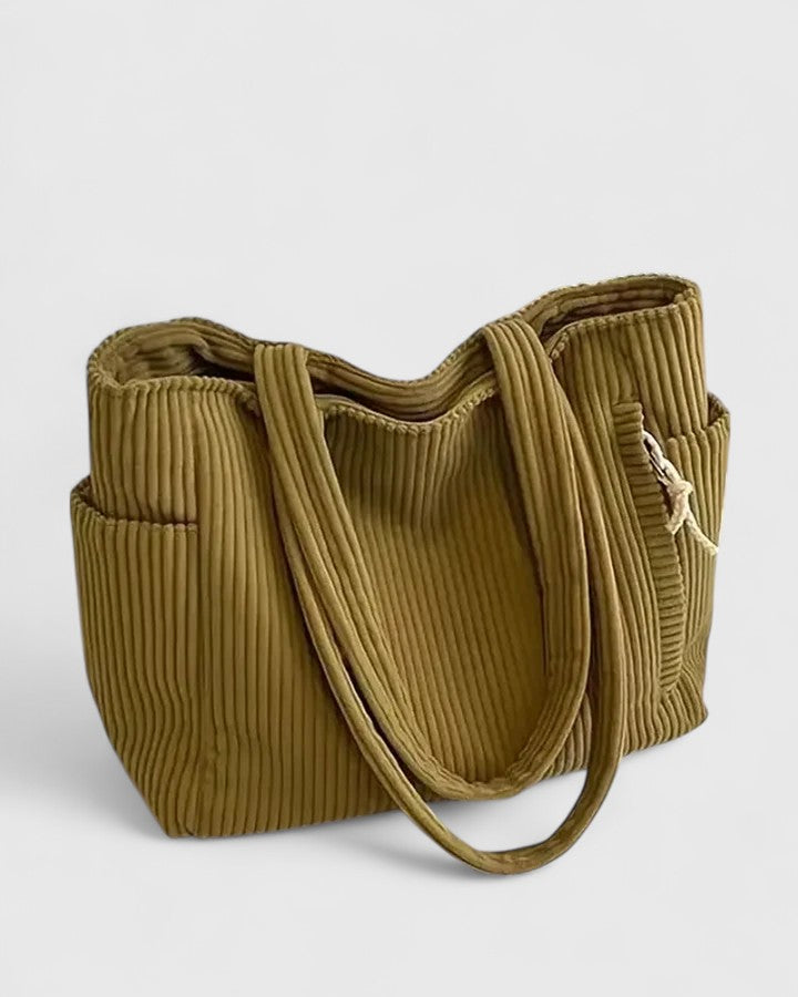 Liorane Luxurious Ribbed Tote Bag with Cord Detailing