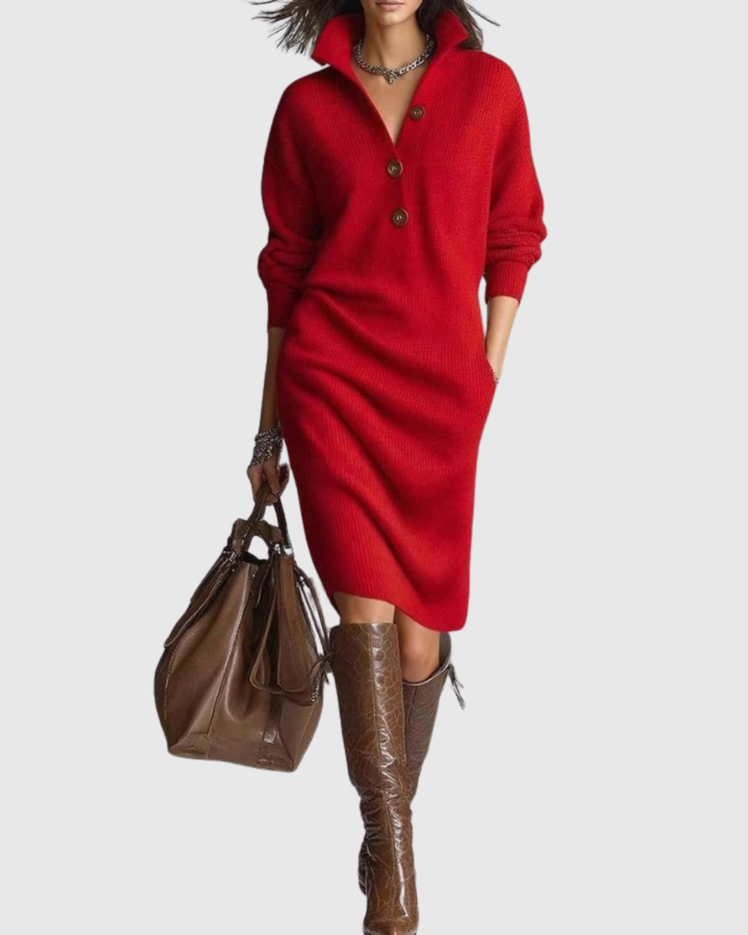 Knit Midi Dress - Cozy, Elegant & Timeless