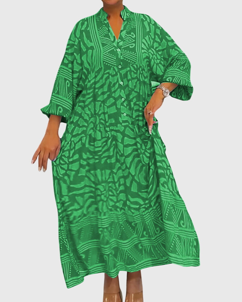 V-Neck Relaxed Fit Maxi Dress – Breathable Fabric & Flattering Silhouette