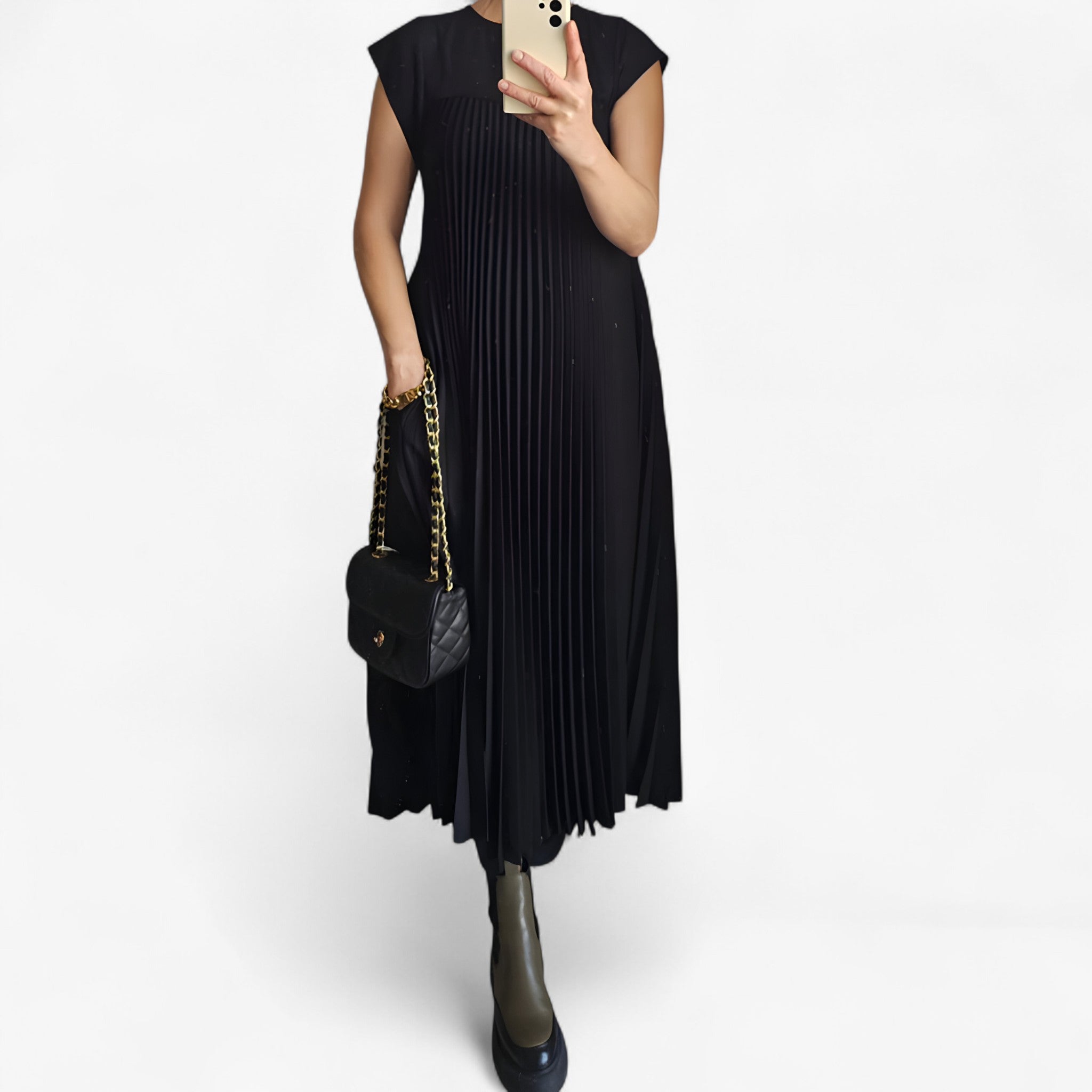 Aduana | Sleeveless dress with elegant pleats – sophisticated and flattering fit