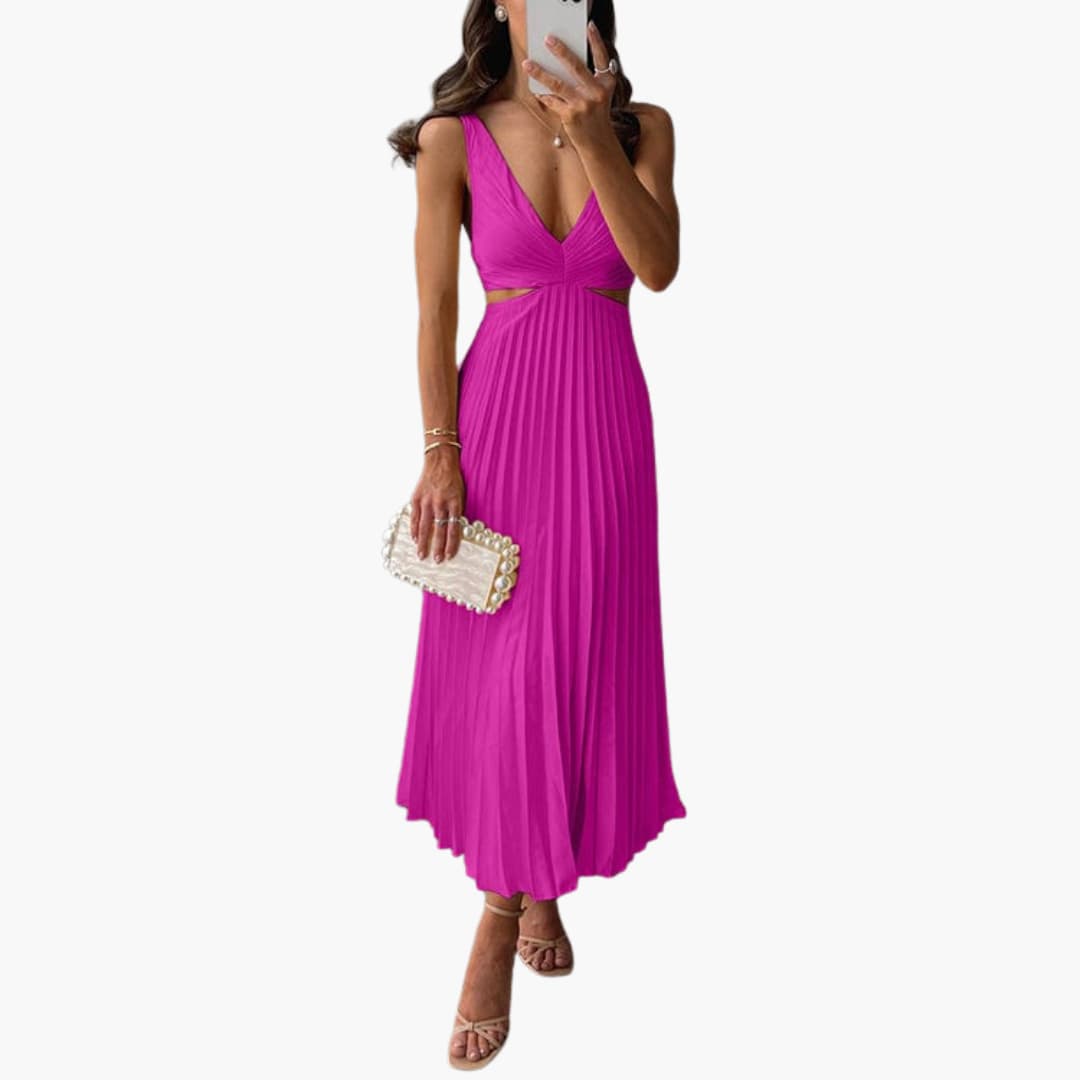 Elegant Pleated Neckline Dress