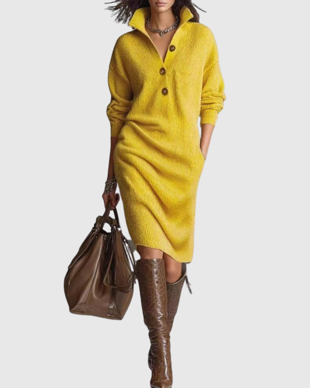 Knit Midi Dress - Cozy, Elegant & Timeless