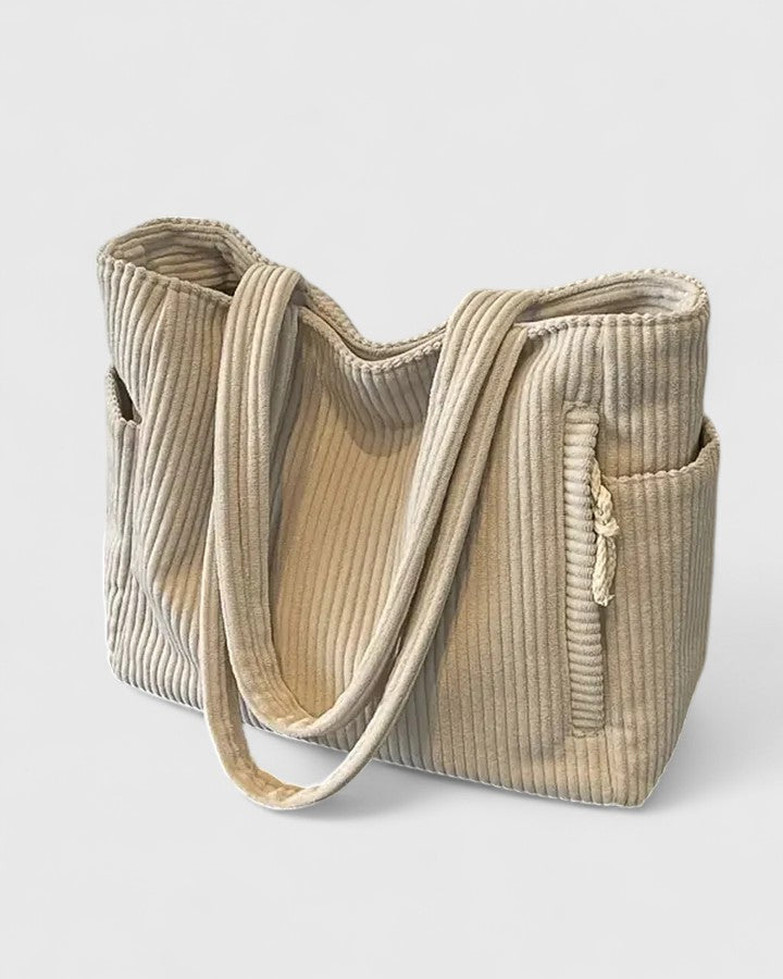 Liorane Luxurious Ribbed Tote Bag with Cord Detailing