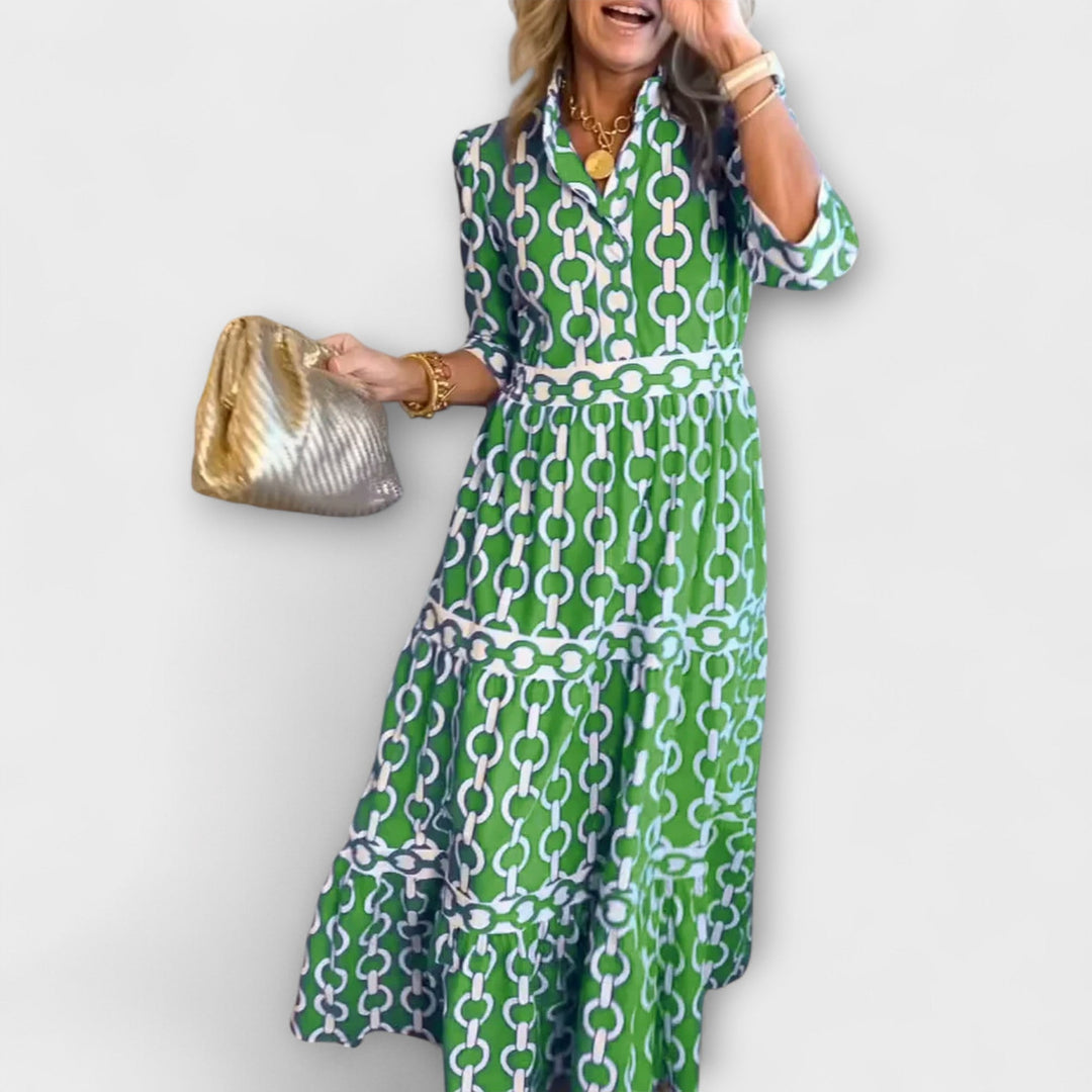 Chain-Print Midi Dress