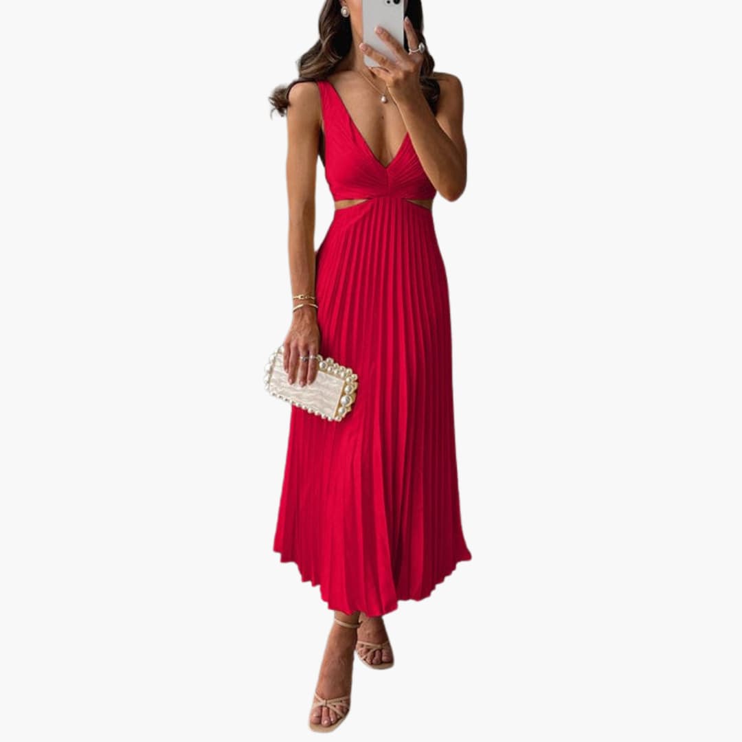 Elegant Pleated Neckline Dress
